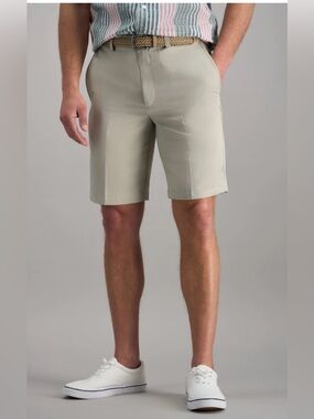 NWT Haggar Cool 18 Pro Shorts Men's Size 36 W Gray Quick Dry Comfort Stretch